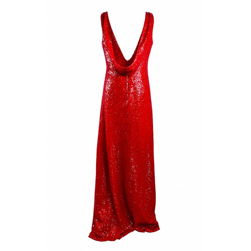 Christina Wu Celebration 22704 Red Sequin Cowl Back Gala Evening Gown Size 12